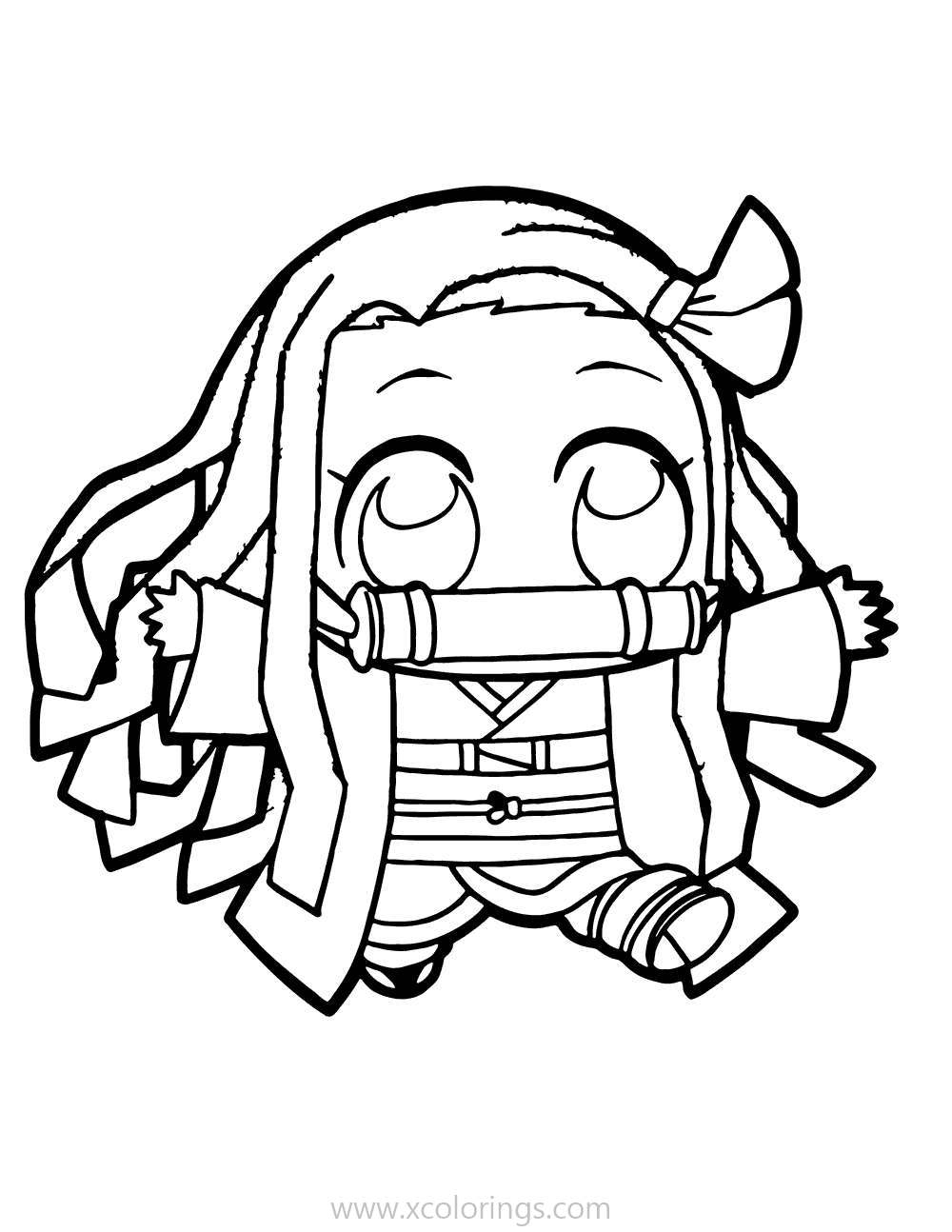 Demon Slayer Coloring Pages Chibi Nezuko Kamado XColorings