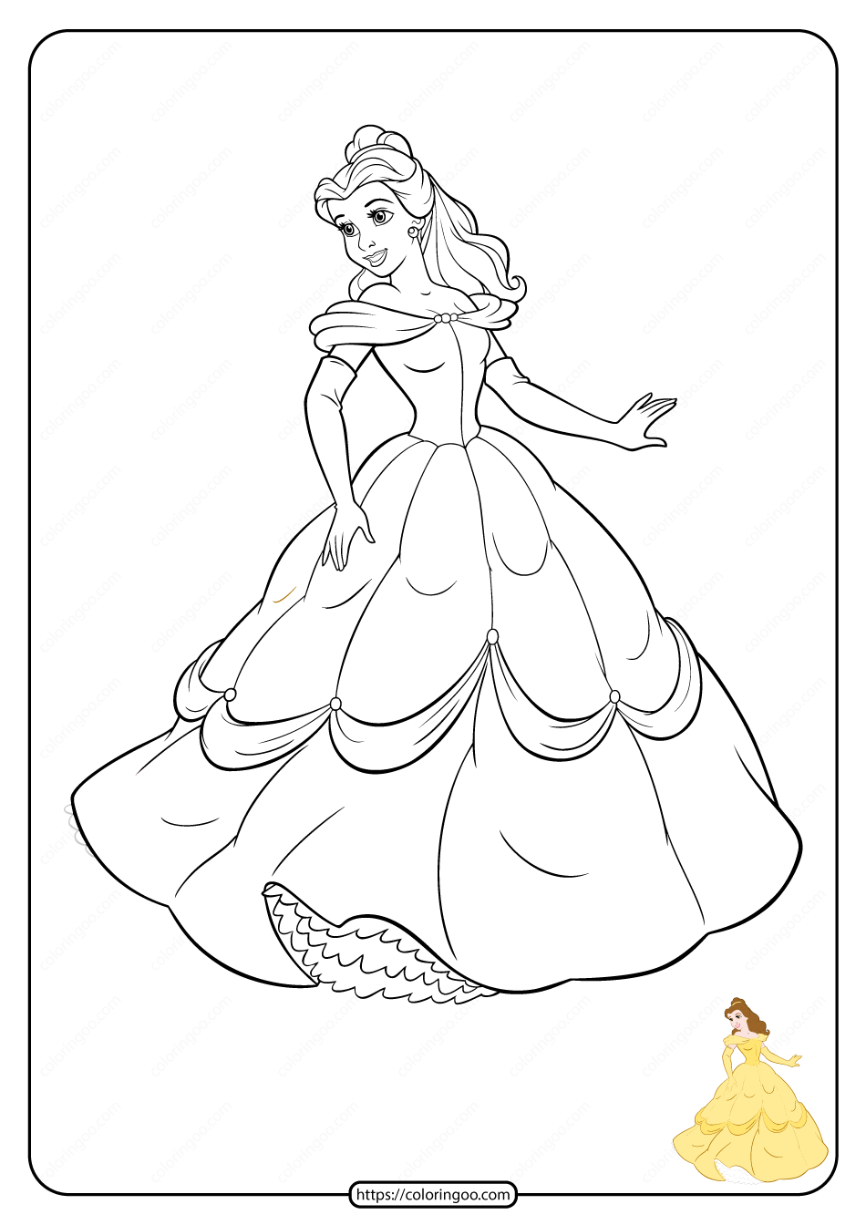 Disney Princess Belle Coloring Page