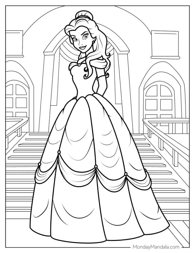 Disney Princess Belle Coloring Pages Pictures