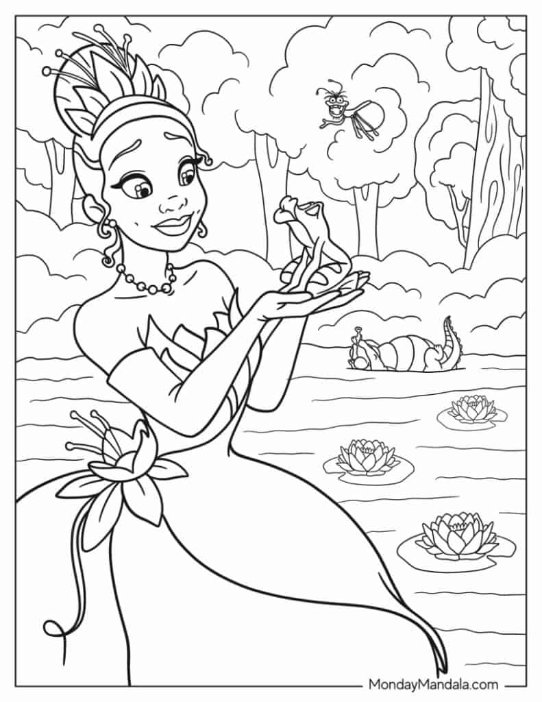 Disney Tiana Coloring Pages 2025 