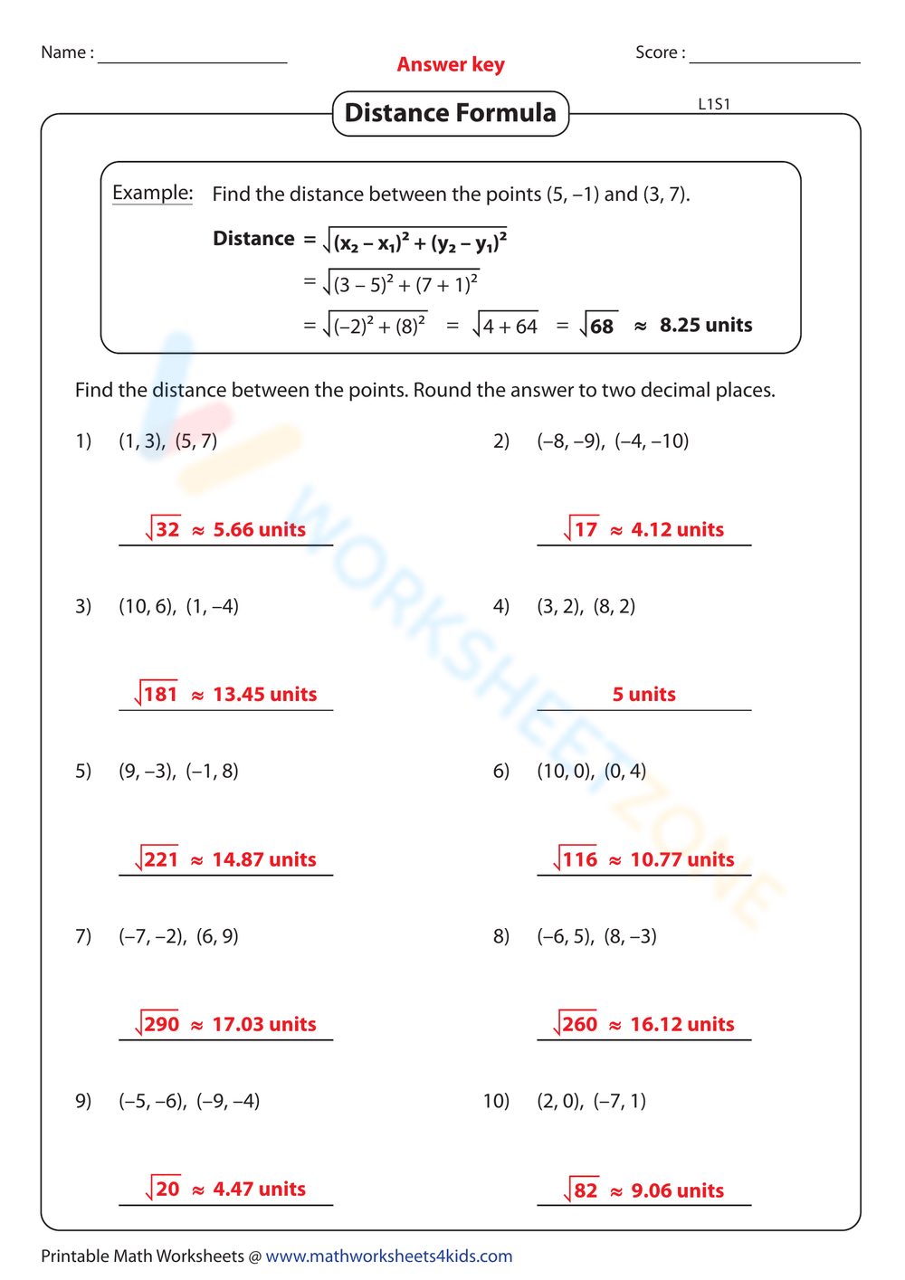 Distance Formula Worksheet Worksheets Library Distance Formula Worksheet Worksheets Library