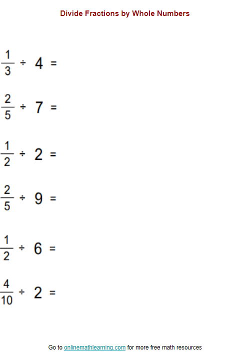 fraction division worksheet fraction division worksheet