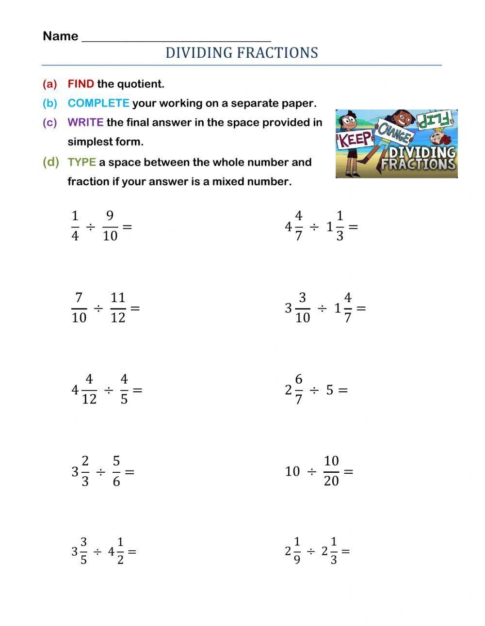 Dividing Fractions Worksheet Download Worksheets Library Dividing Fractions Worksheet Download Worksheets Library