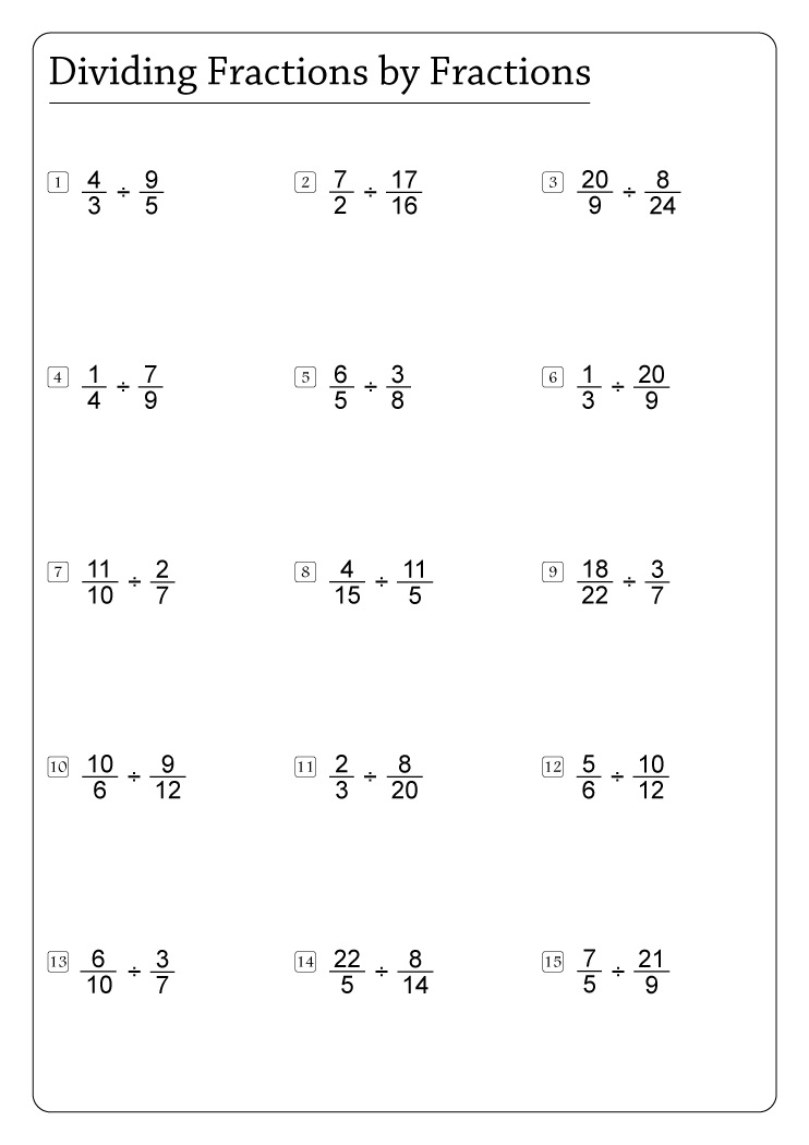 Dividing Fractions Worksheet For Students Download Print Now 