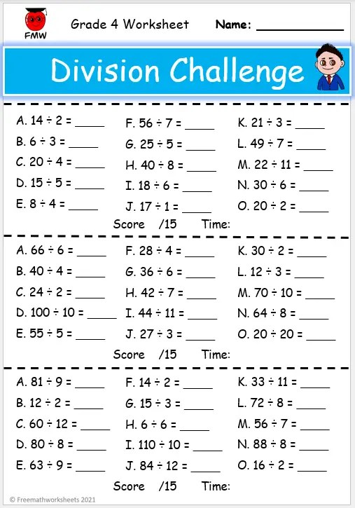 division worksheets grade 4