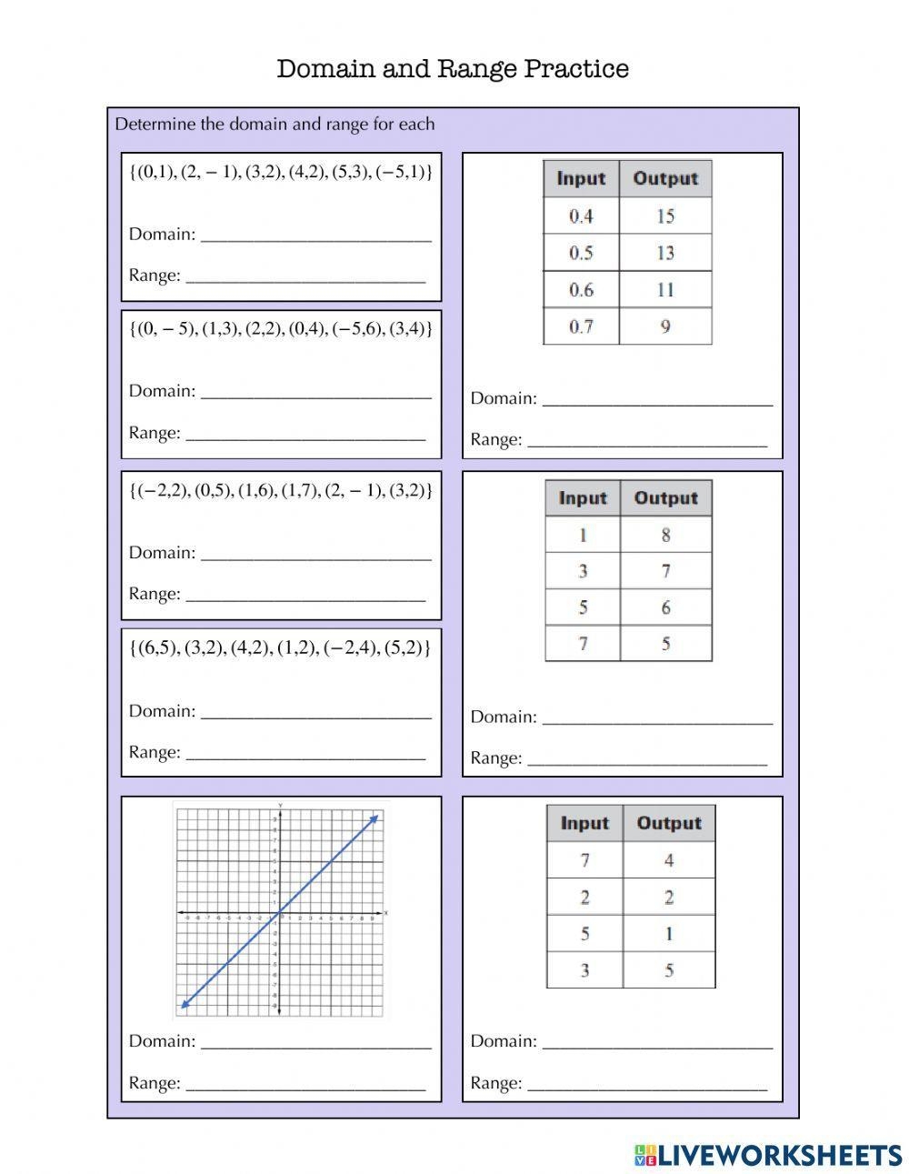Domain And Range Practice Worksheet Live Worksheets Worksheets Library Domain And Range Practice Worksheet Live Worksheets Worksheets Library