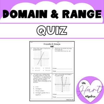 Domain And Range Quiz By We HART Algebra TPT Domain And Range Quiz By We HART Algebra TPT