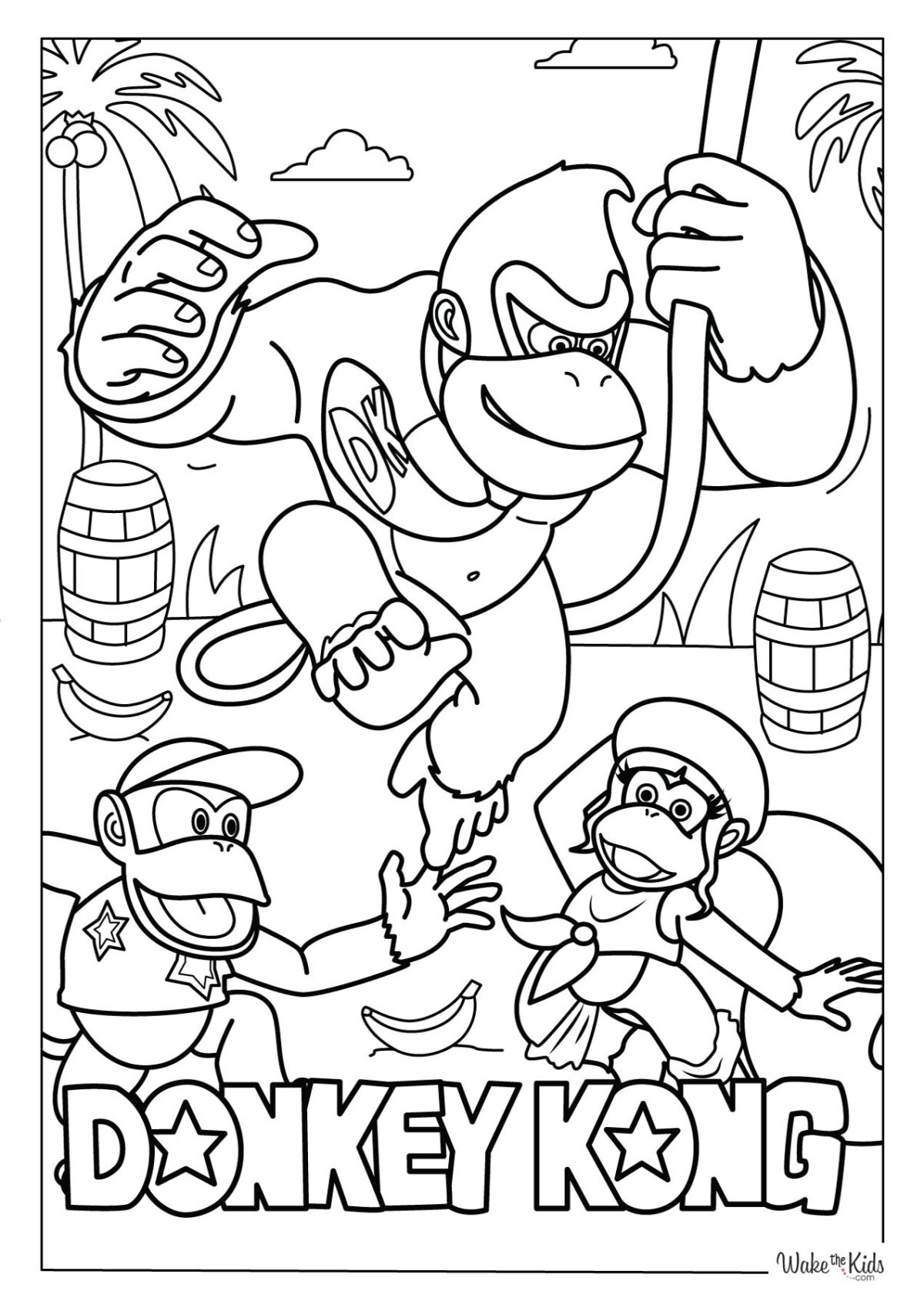 Donkey Kong Coloring Pages Free Printable PDFs WakeTheKids