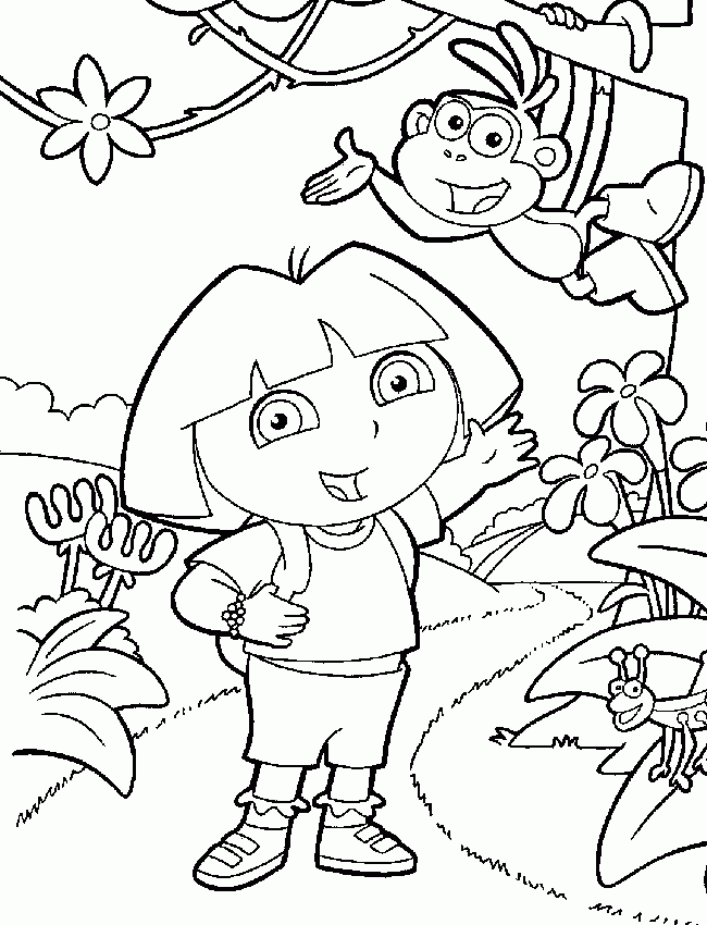 Dora The Explorer Color Page Coloring Pages For Kids Cartoon 