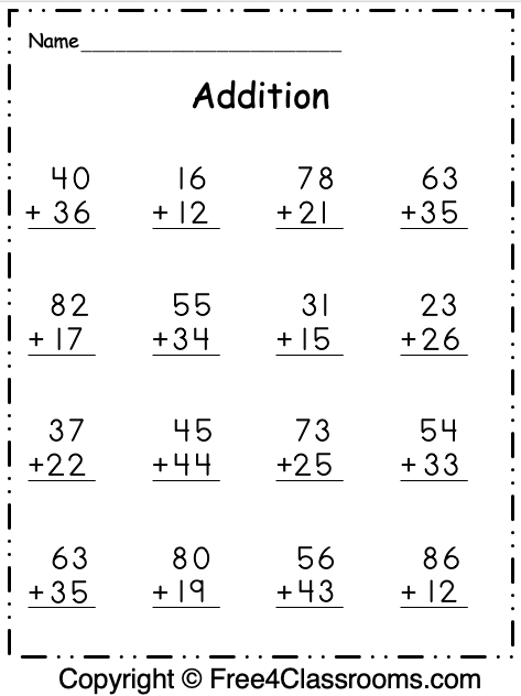 Double Digit Addition Math Worksheet Twisty Noodle Worksheets Library