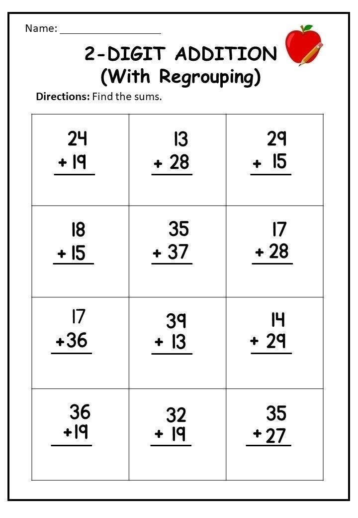 Double Digit Addition With Regrouping Worksheets Spring Addition 