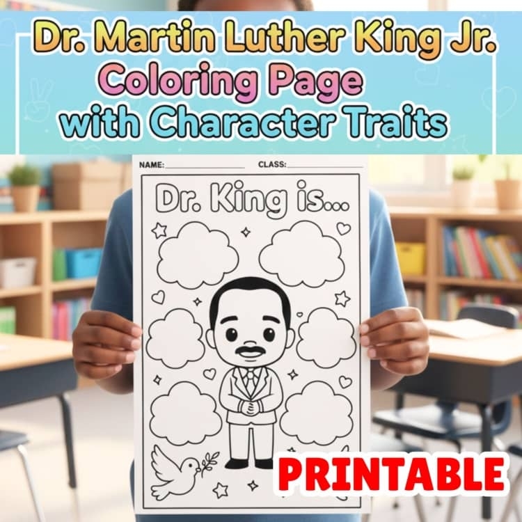 Dr Martin Luther King Jr Coloring Page With Character Traits By 