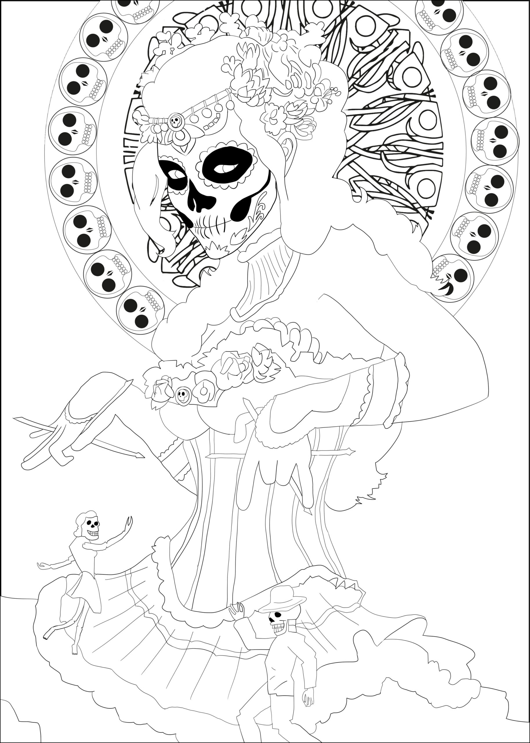 dia de los muertos coloring pages