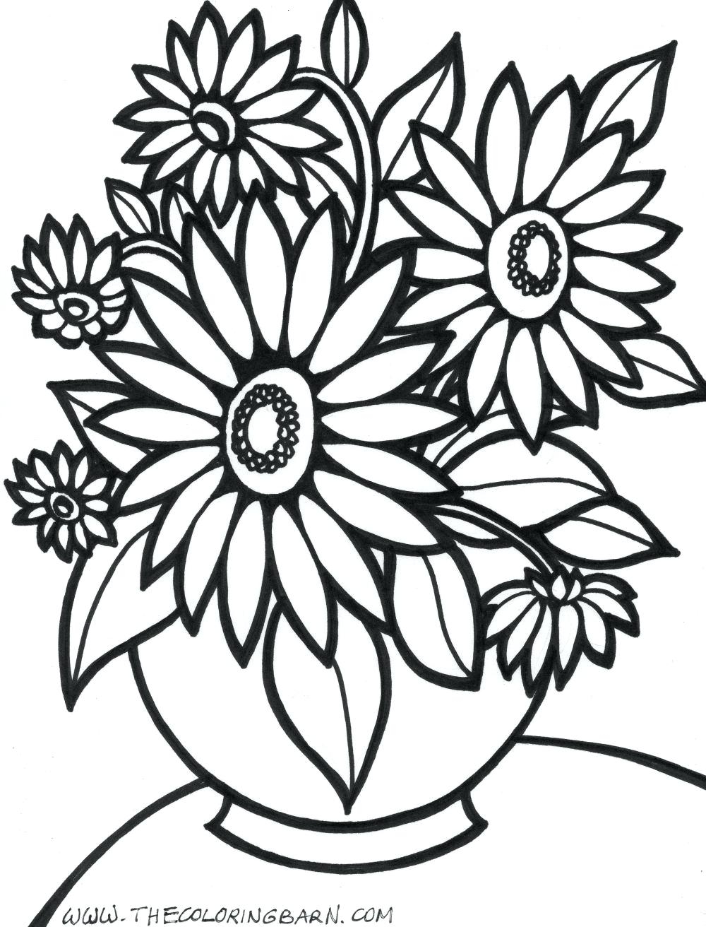 Easy Coloring Pages Of Flowers At GetDrawings Free Download