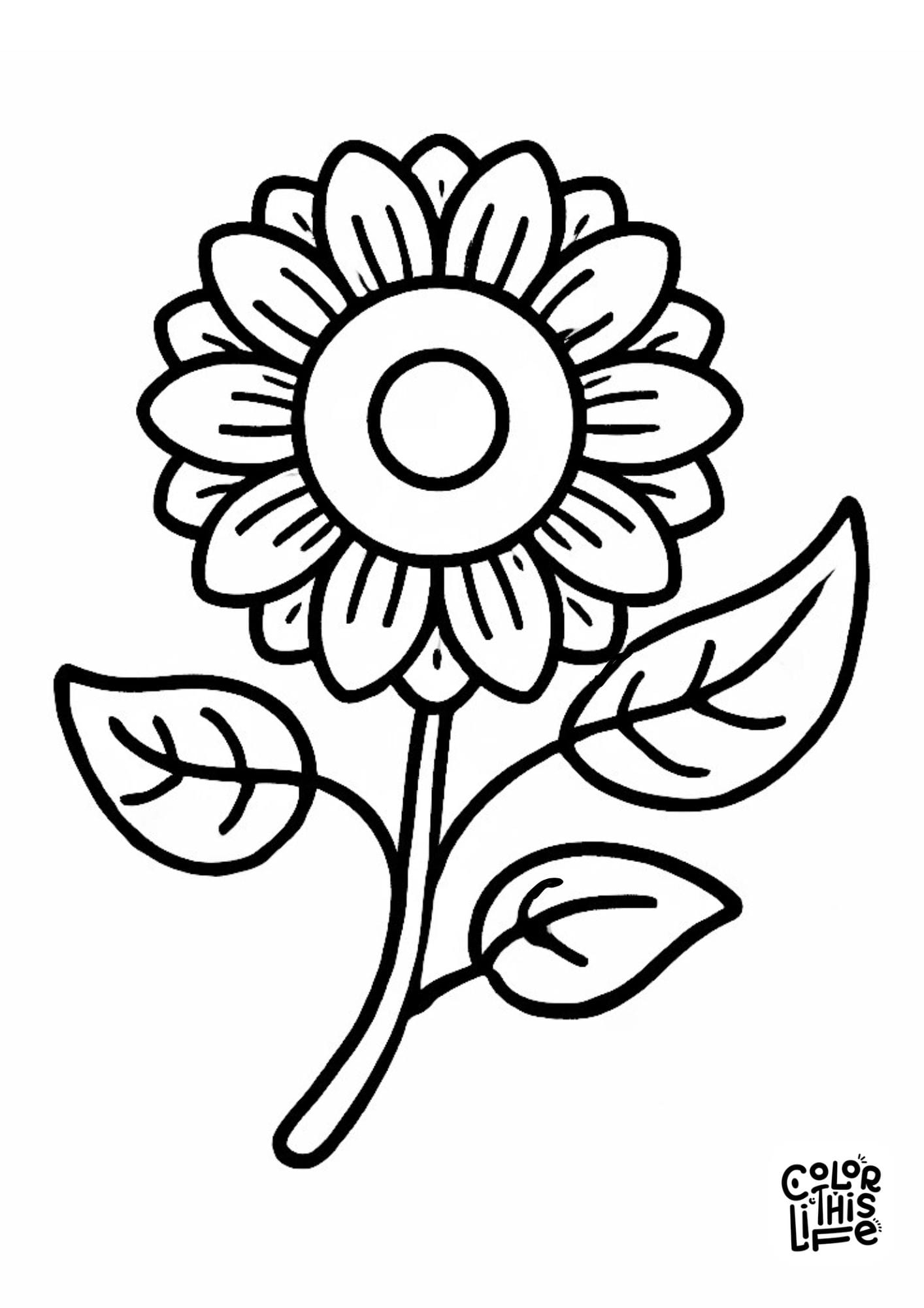 easy flower coloring pages