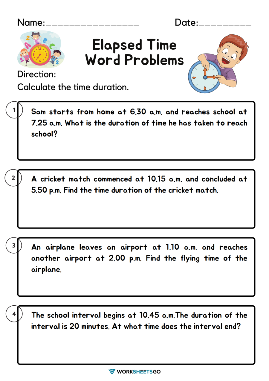 Elapsed Time Word Problems WorksheetsGO Elapsed Time Word Problems WorksheetsGO