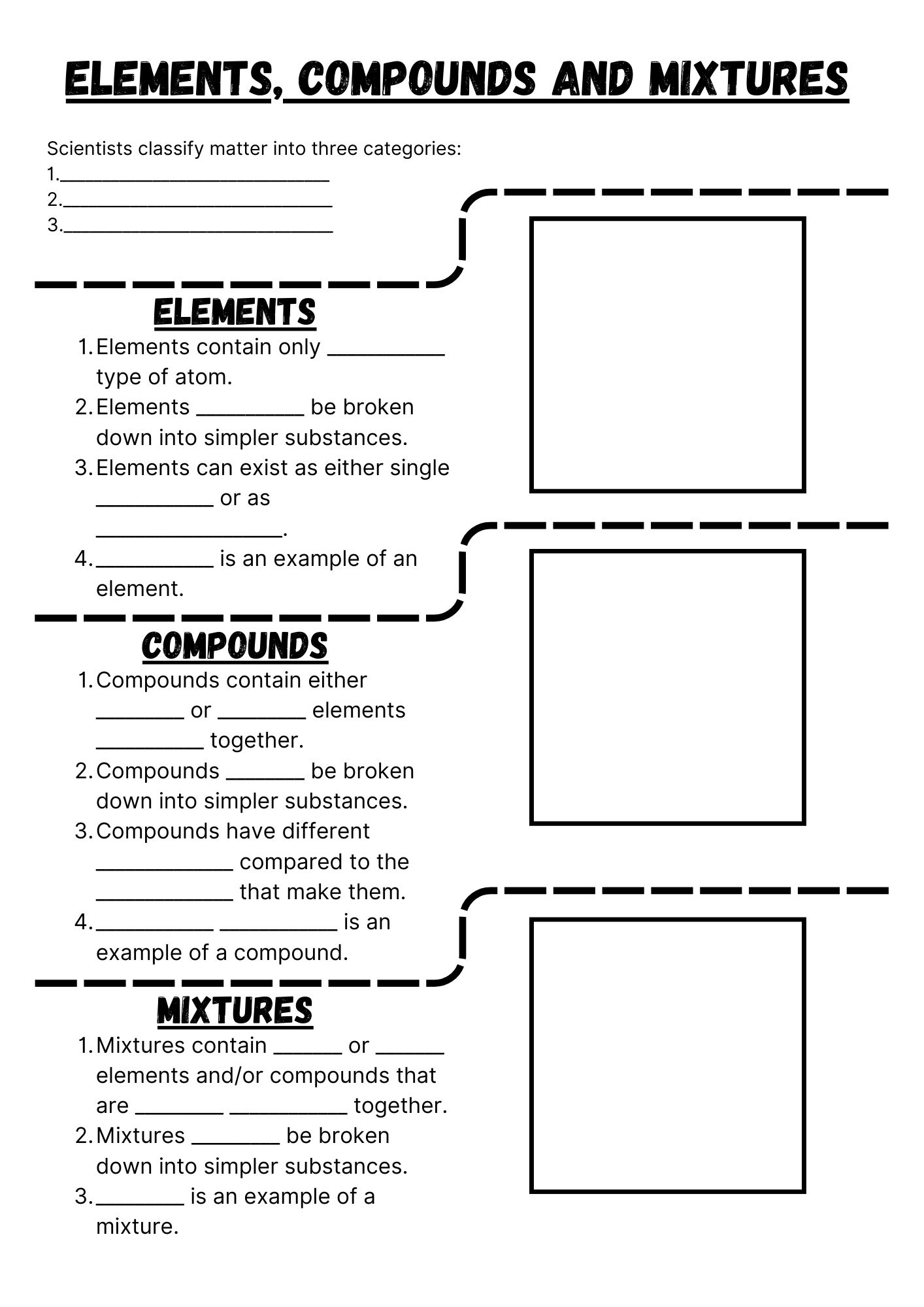 Elements Compounds Mixtures Worksheet 2 Compounds And Mixtures Elements Compounds Mixtures Worksheet 2 Compounds And Mixtures