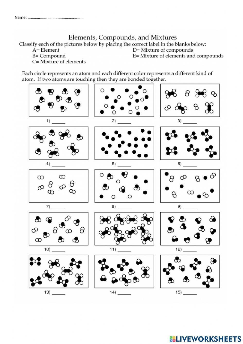 Elements Compounds Mixtures Worksheet 3A PDF Mixture Elements Compounds Mixtures Worksheet 3A PDF Mixture
