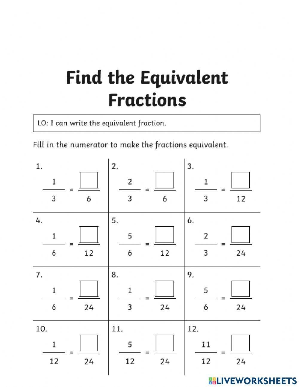 Equivalent Fractions Activity For Grade 4 Worksheets Library
