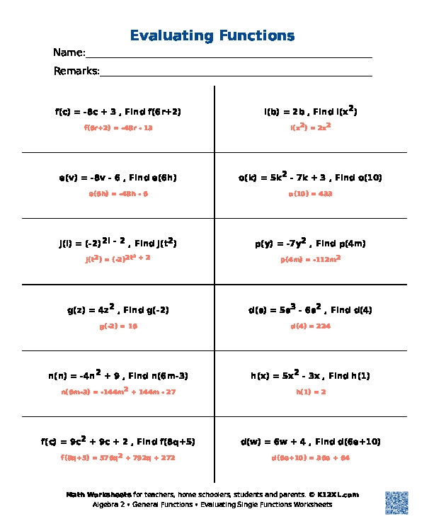 Evaluating Functions Worksheet Pre Algebra Evaluating Functions Worksheet Pre Algebra