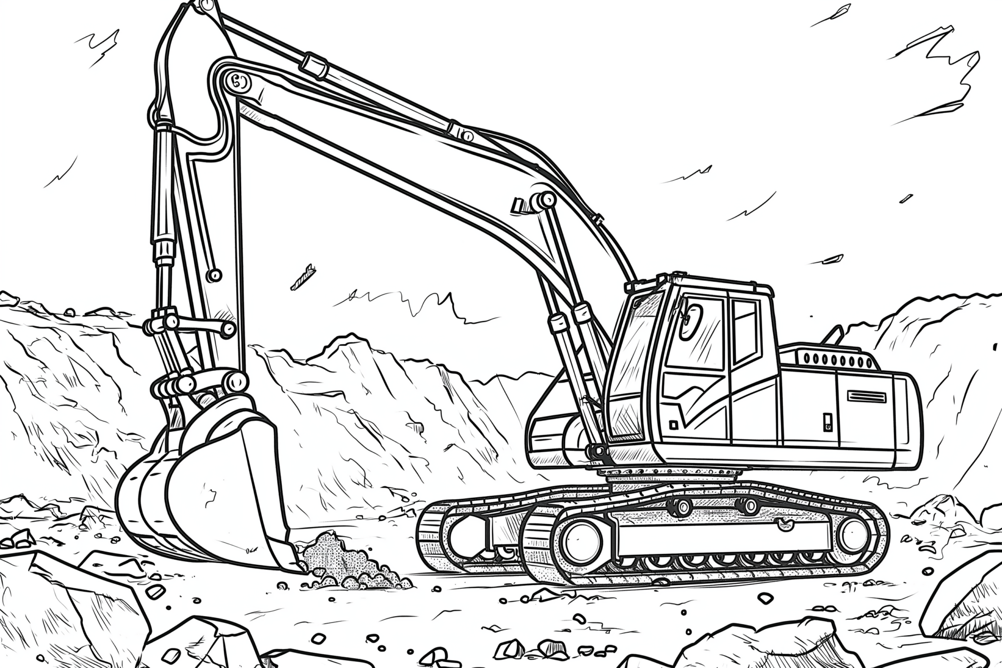 excavator coloring page