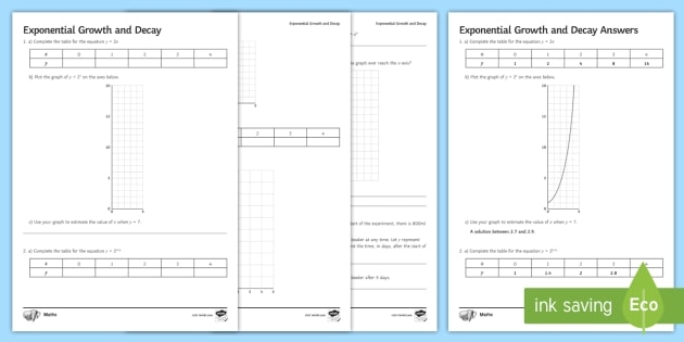 exponential growth and decay worksheet