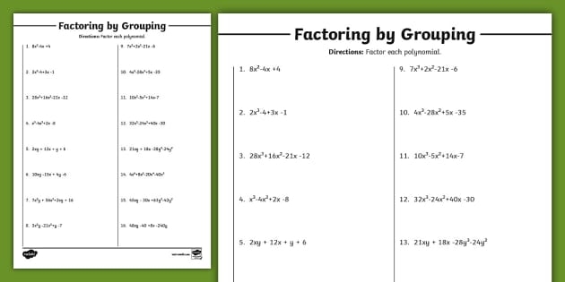 Factoring By Grouping Worksheet Resource Twinkl USA Worksheets Library Factoring By Grouping Worksheet Resource Twinkl USA Worksheets Library