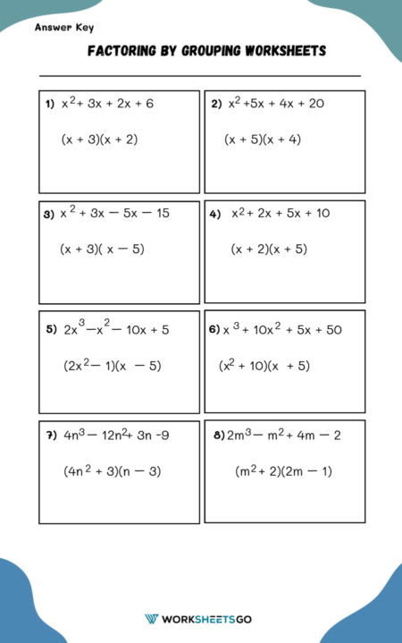 Factoring By Grouping Worksheets WorksheetsGO