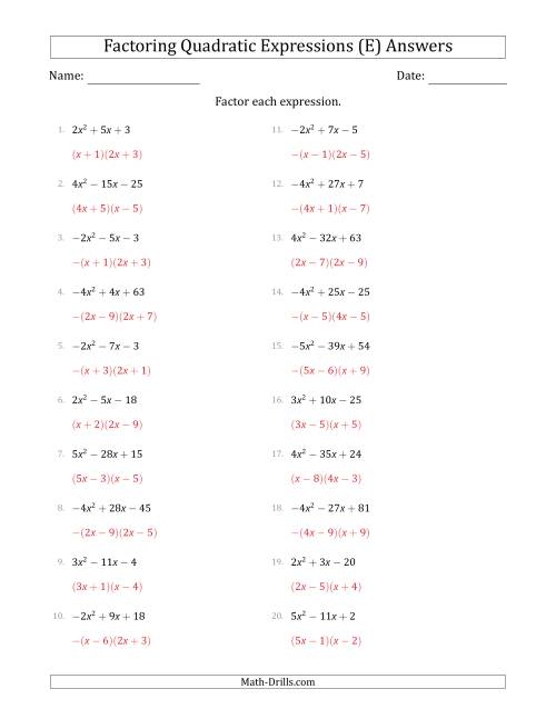 Factoring Quadratics Worksheet Chalkdoc FactorWorksheets Factoring Quadratics Worksheet Chalkdoc FactorWorksheets