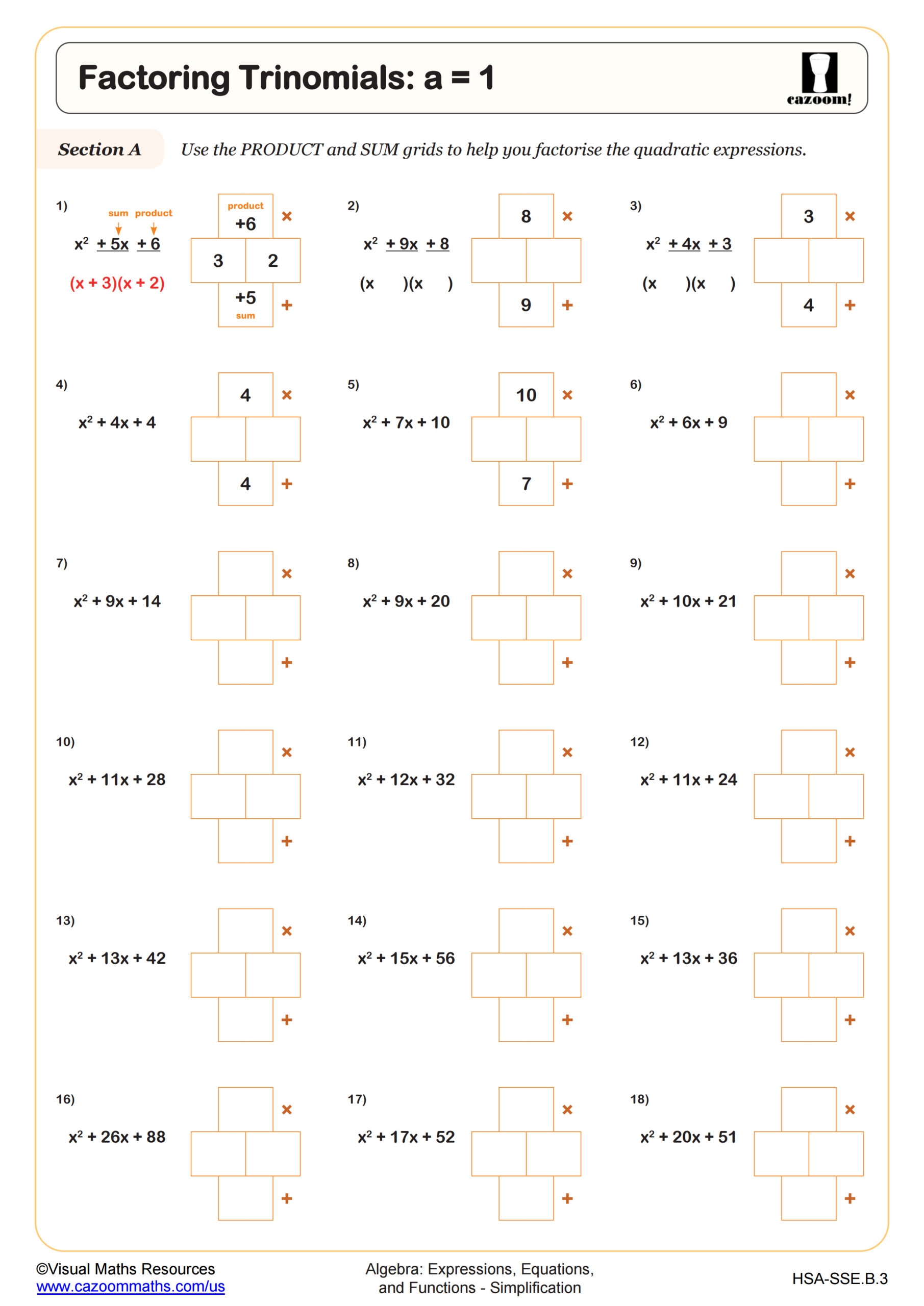 Factoring Trinomials A 1 Worksheet Fun And Engaging Algebra I 