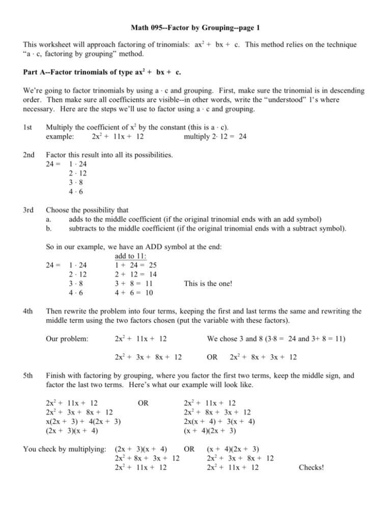 Factorisation By Grouping Worksheet Dev onallcylinders