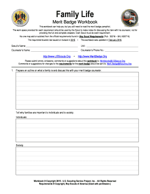 Family Life Merit Badge Workbook Fill Online Printable Fillable Family Life Merit Badge Workbook Fill Online Printable Fillable