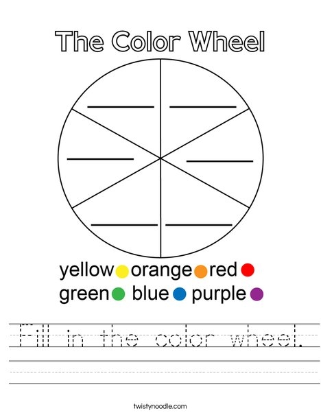 Fill In The Color Wheel Worksheet Twisty Noodle Worksheets Library