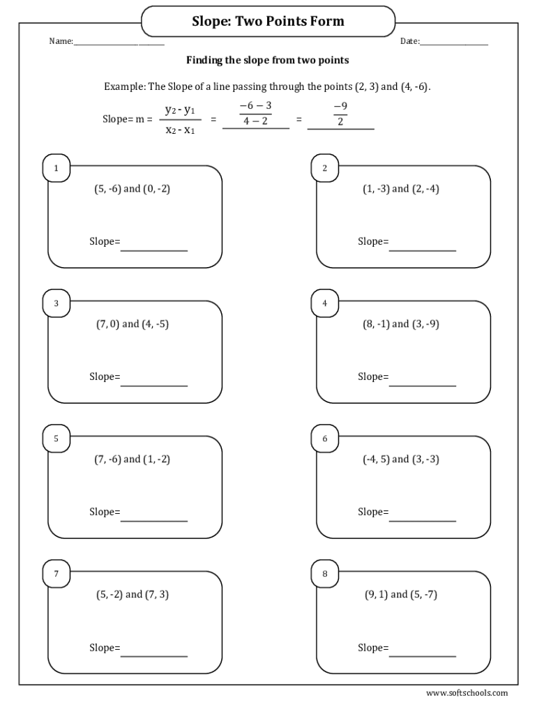 Fillable Online Finding Slope Given Two Points Worksheet Full PDF Fax 