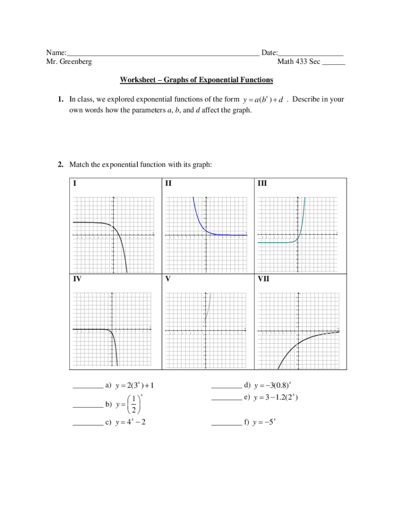 Fillable Online Graph Exponential Functions Worksheet pdf Fax Email Fillable Online Graph Exponential Functions Worksheet pdf Fax Email