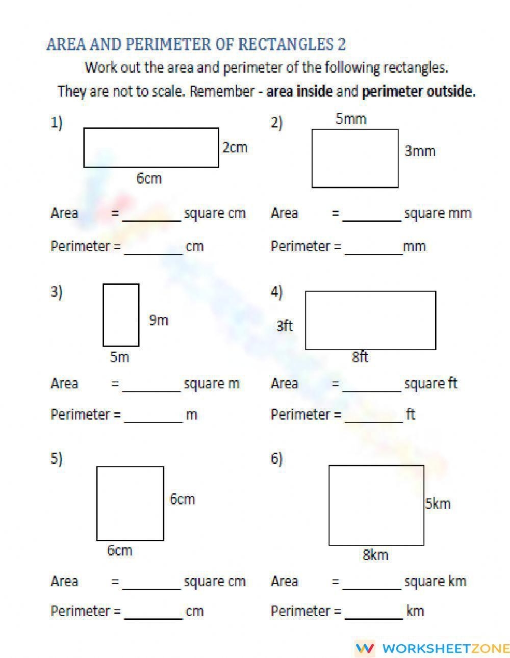 Find Area And Perimeter Of A Rectangle Worksheet Worksheets Library