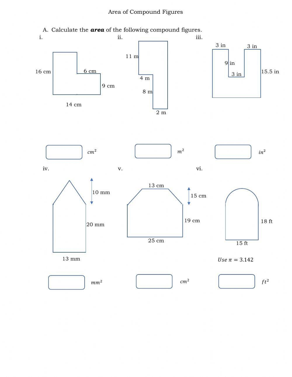 Find The Area Compound Shapes Worksheet Education Worksheets 
