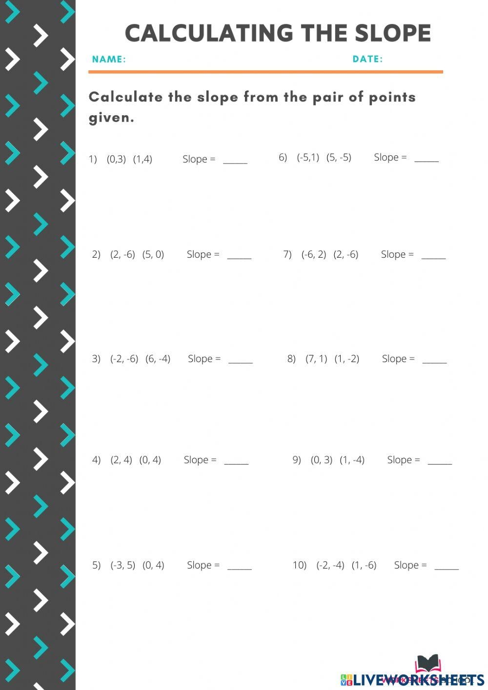 Find The Slope Of A Line From 2 Points Online Exercise For Live 