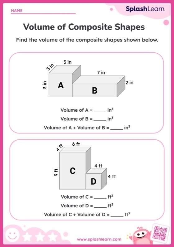 Find The Volume Of Composite Shapes Math Worksheets SplashLearn