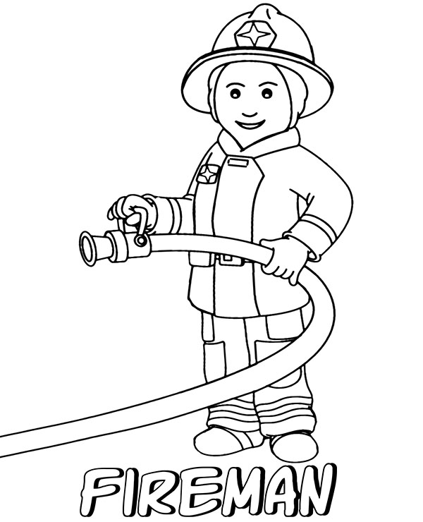 Firefighter Coloring Page For Children