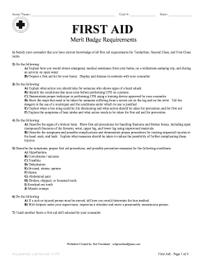 first aid merit badge worksheet first aid merit badge worksheet