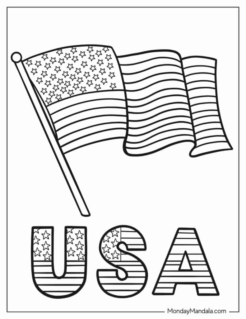Flag Usa Coloring Page Flag Usa Coloring Page