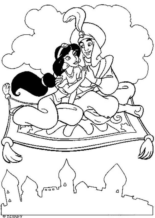 Flying Princess Jasmine And Aladdin Coloring Pages Hellokids Flying Princess Jasmine And Aladdin Coloring Pages Hellokids