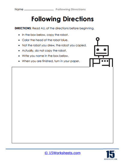 Following Directions Worksheet For Elementary Students TeacherVision 
