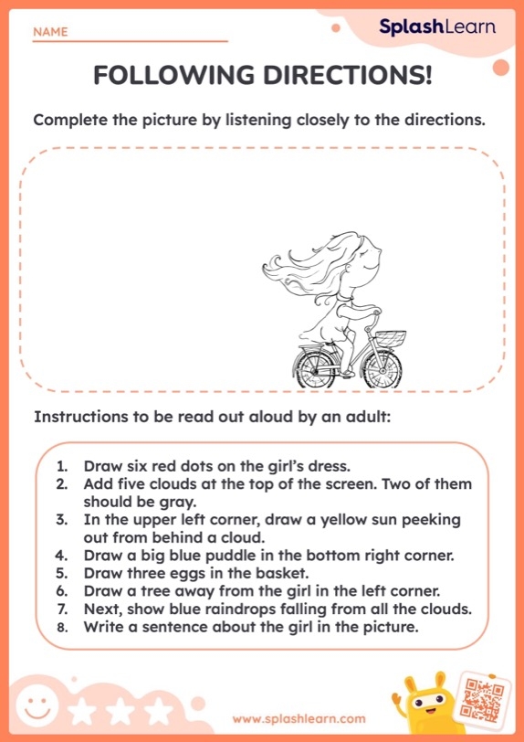 Following Directions Worksheet Printable English Sheet