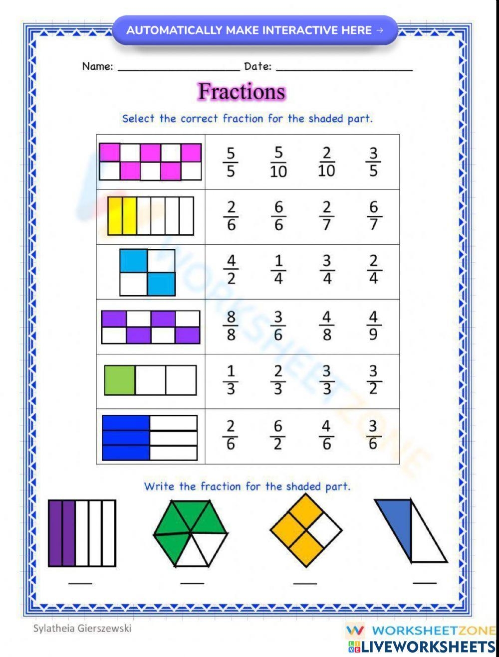 Fractions Online Exercise For Grade 3 Worksheets Library