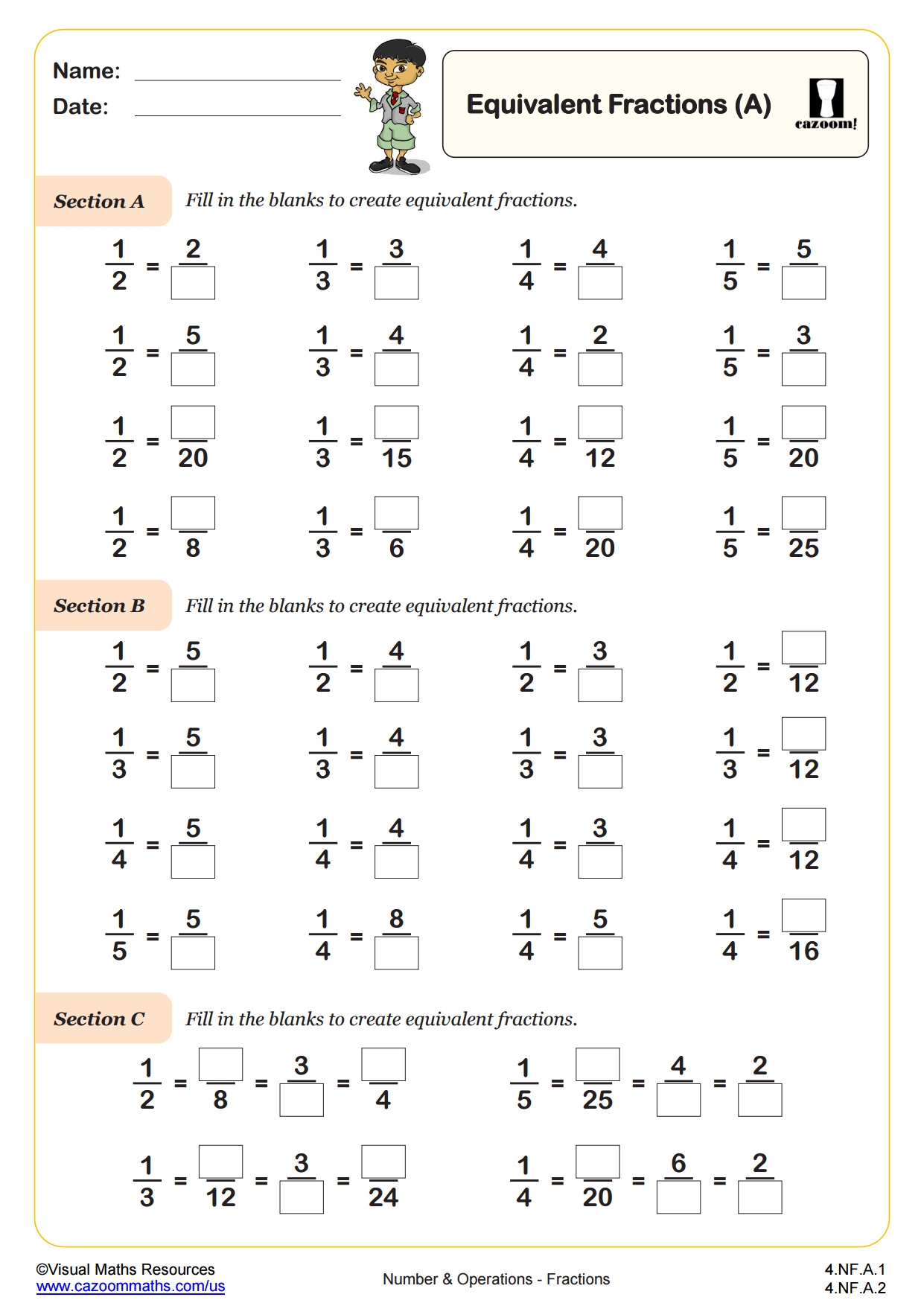 equivalent fractions worksheets