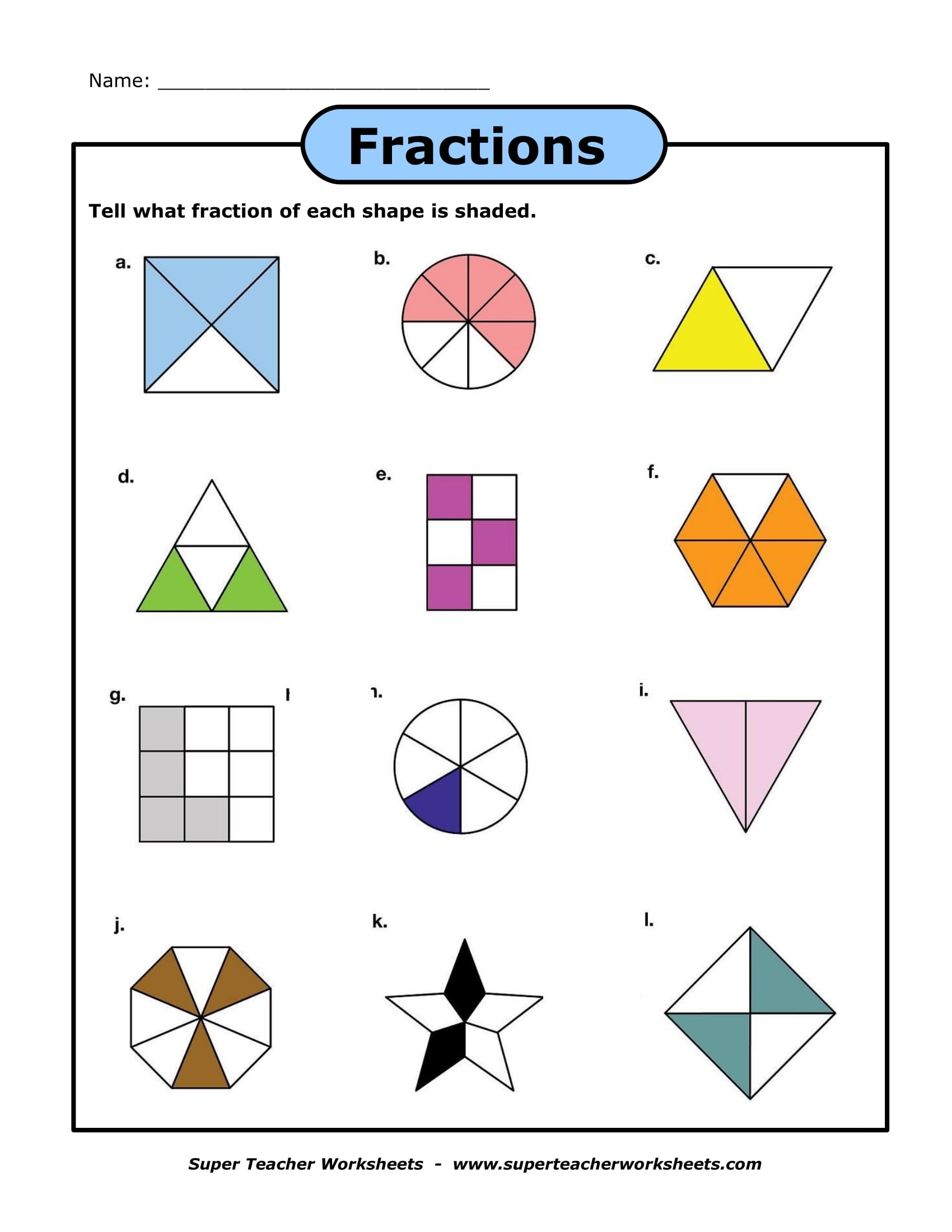 Fractions Worksheets Fractions Worksheets
