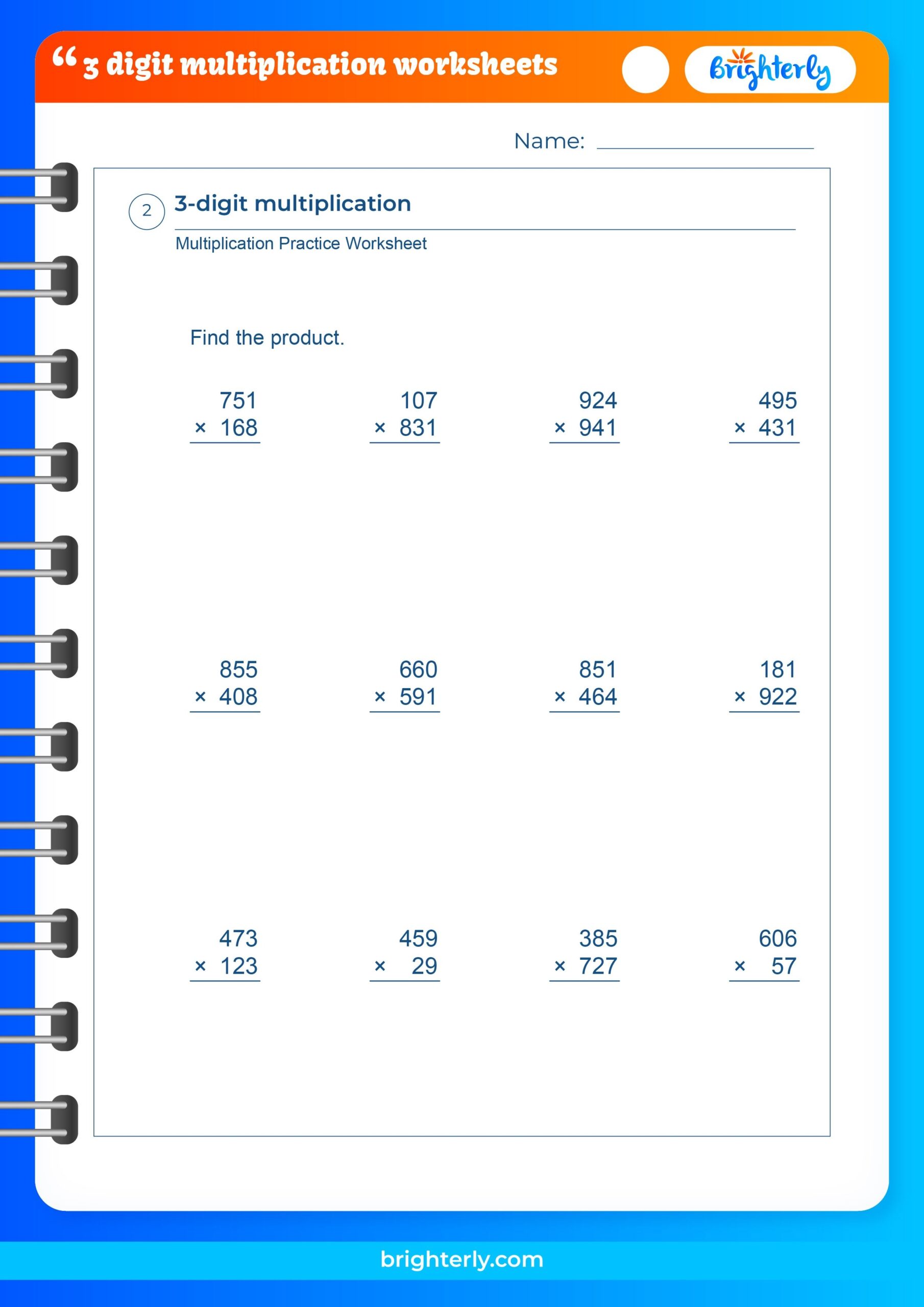 FREE 3 Digit Multiplication Worksheets PDFs Brighterly