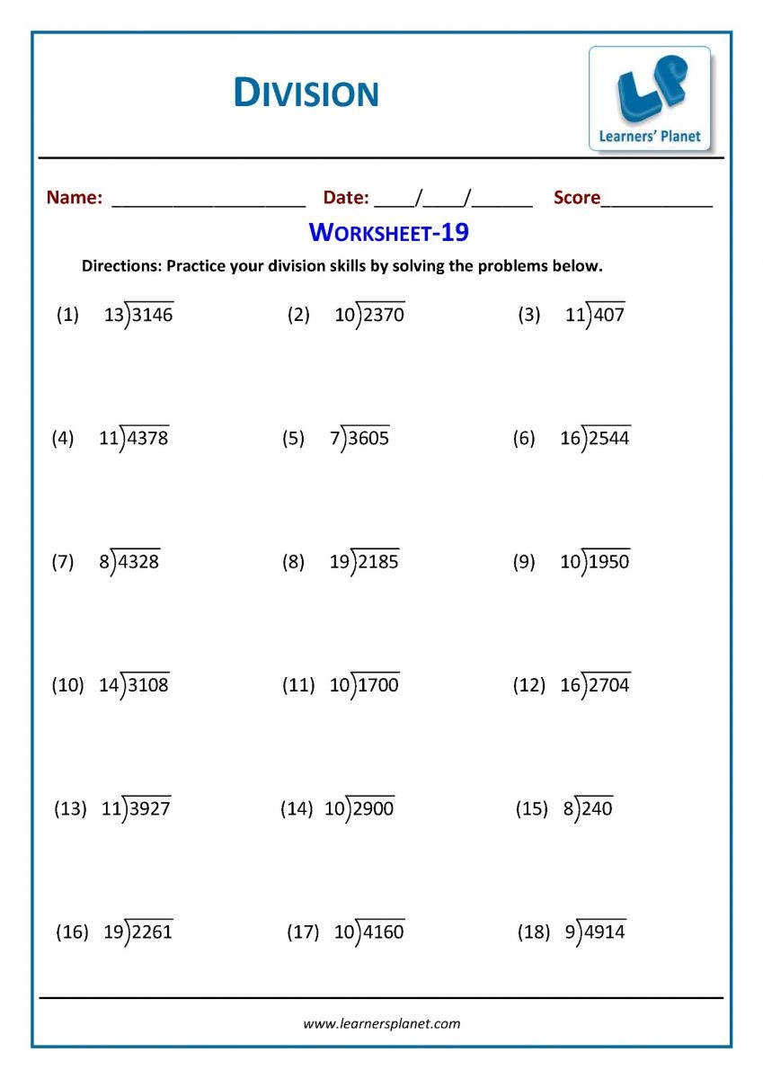 Free 3rd Grade Division Worksheets